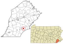 Chester County Pennsylvania incorporated and unincorporated areas Kennett Square highlighted